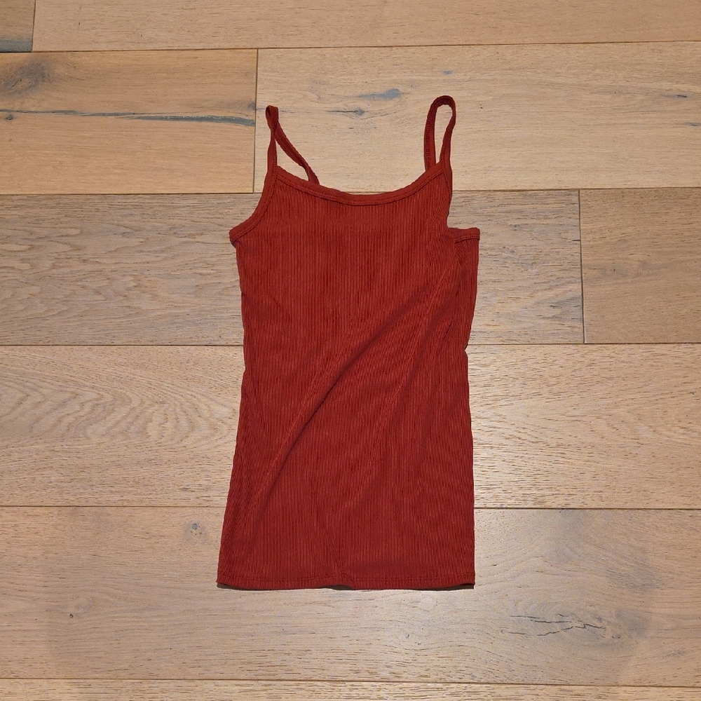 Women's Red Ribbed Tank Top Cammi